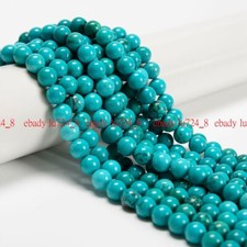 6/8/10/12mm Fashion Natural Blue Green Turquoise Gemstone Round Loose Beads 15"