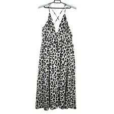 Womens Shein Curve Black & White Leopard Print Maxi Dress Crossback Size XXL