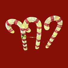 Light-up Christmas Candy Canes Mesh Yard Light Decorations Over 2ft Tall Ea 3 