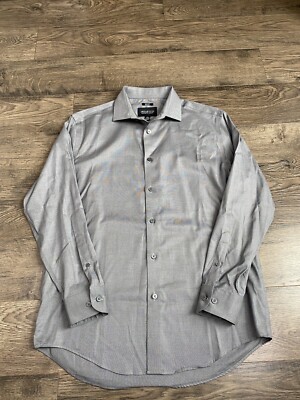 EUC Mens Awearness Kenneth Cole Non Iron Slim Fit Grey Button Up Size 16 32/33