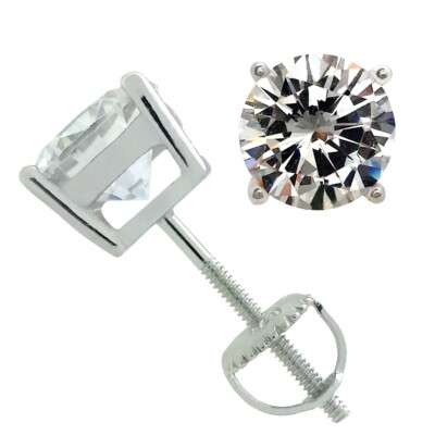 1.00 Carat Moissanite Stud Earrings in Sterling Silver Charles & Colvard  GLOBAL