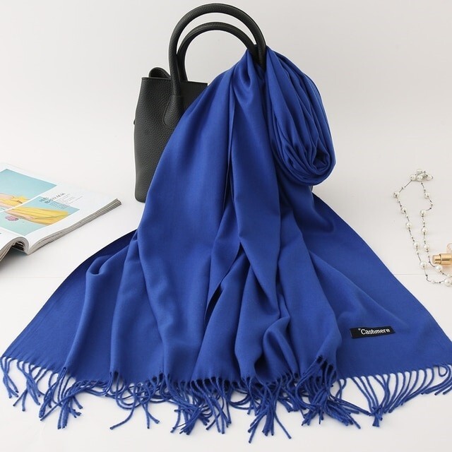 Écharpe / Châble En 100% Cachemire Bleu Roi - Qualité Supérieure, Neuf Avec étiquettes
