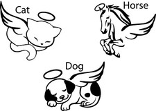 5" Pets with Angel Wing Halo Dog Cat Horse Pet Loss Memorial Love Rainbow Bridge
