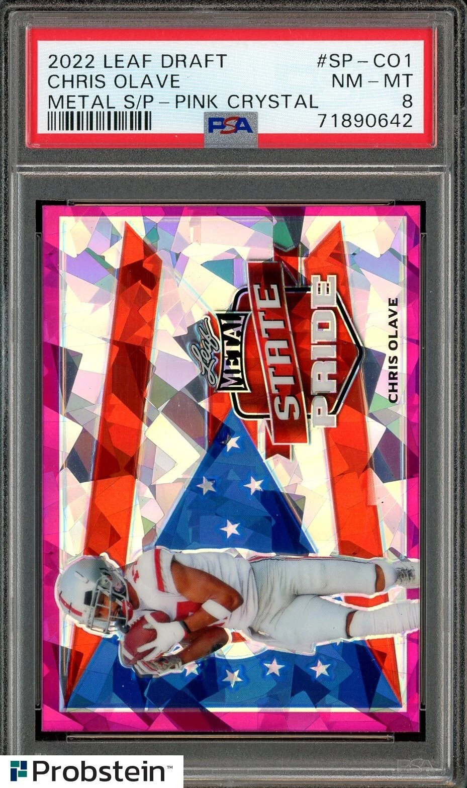 Chris Olave Leaf Draft Metal State Pride #SPCO1 Pink Crystal