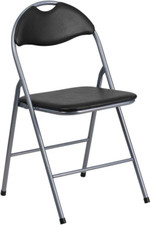 2 Pack HERCULES Series Black Vinyl Metal Folding Chair with Carrying Handle