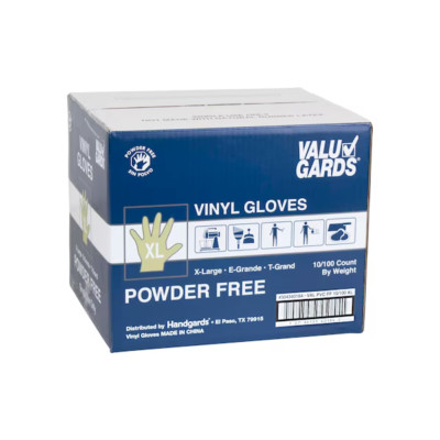 1000PCS (10 Box of 100 ea) Clear ValuGards Vinyl Gloves Powder & Latex Free - XL