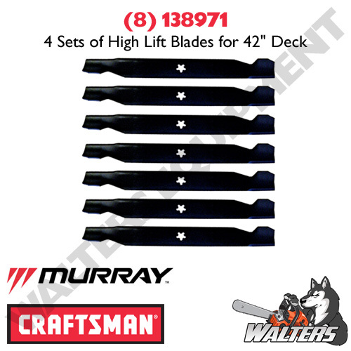 (8) Genuine Craftsman 138971 HighLift Blades for 42" Decks eBay