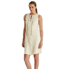 NEW LAUREN RALPH LAUREN CREAM  IVORY FIT AND FLARE CAREER DRESS SIZE 14 $165