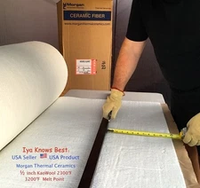 1/2" Kaowool 12"x36" Ceramic Fiber Blanket Insulation 8# Thermal Ceramics 2300F