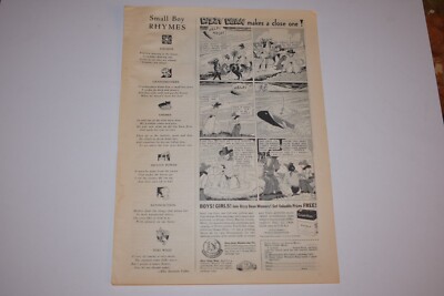 Vintage 1936 Grape Nuts Dizzy Dean Makes a Close One Comic Print Ad.