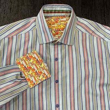 Robert Graham Medium Blue Multicolor Striped Flip Cuff L/S Button Up