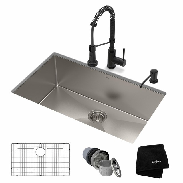 Kraus 30 Inch Stainless Steel Kitchen Sink Faucet Soap For Sale