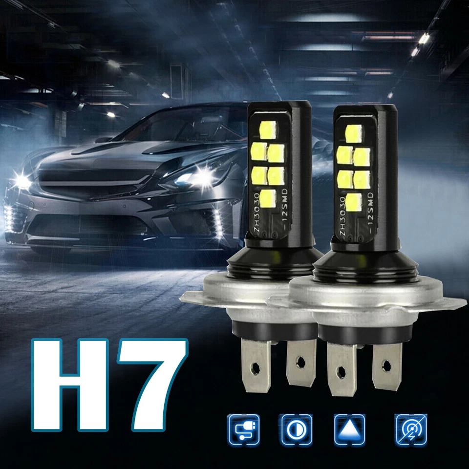 2x H7 Led Carr Faro Bombilla Alta Baja 240W 52000LM 6000K Blanco Universal Foto 4 de 4