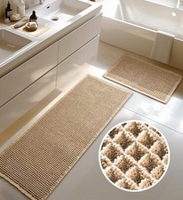 Large Waffle Bath Mat Set, Non Slip Bathroom Mat Set, Ultra Absorbent Bath Mats