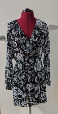 Zara Black/White Short Floral Print Dress Size S REF 8351/235