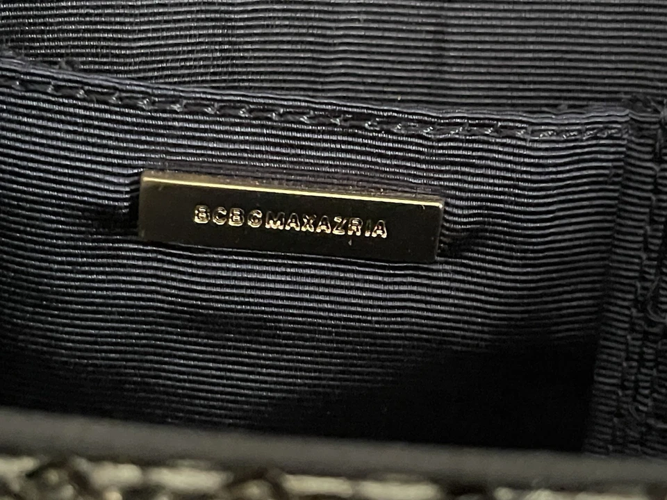 Cartera sin asas delgada BCBGMAXAZRIA azul marino/plateada lentejuelas diseño piel de serpiente/pitón Foto 4 de 4