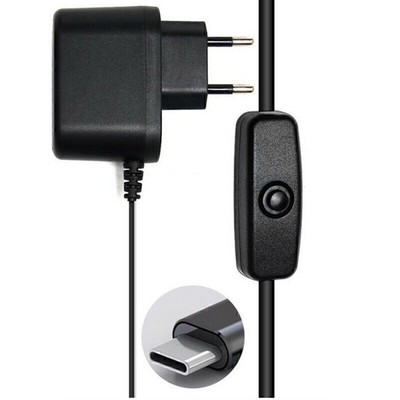 5V US/EU Plug USB-C Power Supply Adapter ON/OFF Switch Cable For Raspberry Pi 4