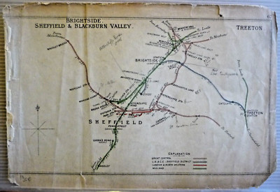EA11 - 43 - Railway Clearing House Map - Sheffield Brightside Meadow Hall - 1900