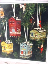 Victoria Sampler BEAUTIFUL FINISHING 3 LITTLE HOUSE ORNIES Pattern w/ Access Pak
