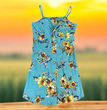 Guess Floral Print Spaghetti Strap Dress Womens Sz M Cottagecore Boho Festival