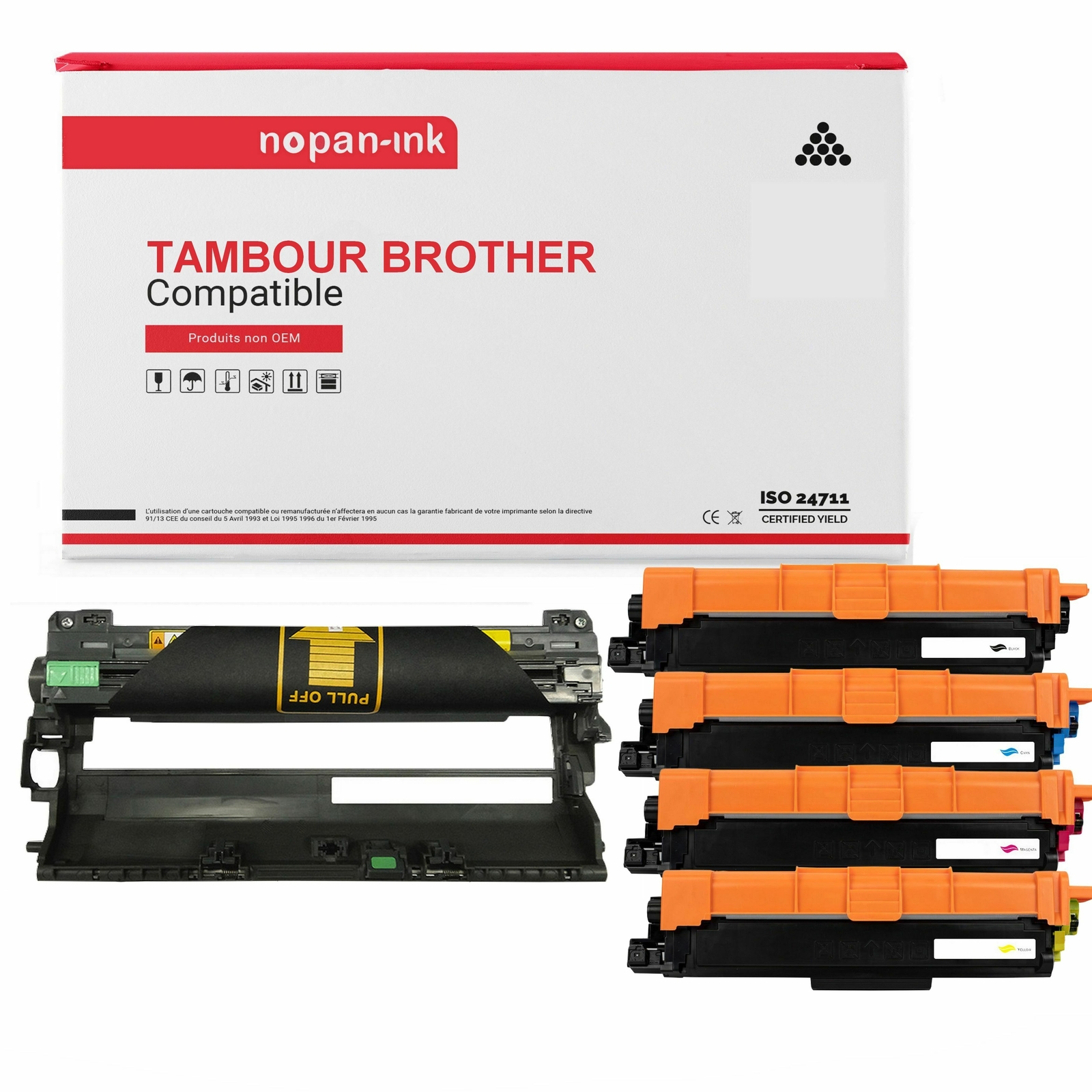 Tambour DR243 et 4 toners TN243 NOPAN-INK noir et couleur pour imprimante