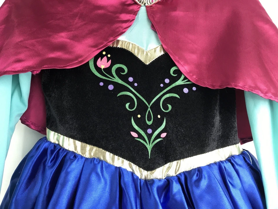 Disney Colección Frozen Princesa Ana Talla 9/10 Niñas Azul Púrpura Vestido Disfraz Foto 4 de 4