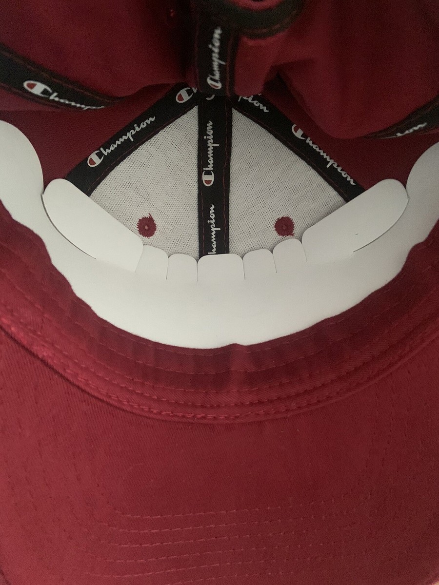 NEW Champion Red Baseball Hat Spelled Out Logo Adjustable Strap-back View 3