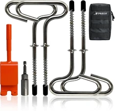 Ice Anchor Tool Kit, Ice Fishing Tent Stakes Nails with Drill Adapter, Stainless