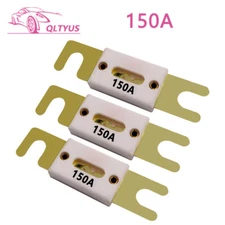 3PC 150A Gold-plated Brass ANL Ceramic Fuse Plug Bolt Type Fuse for car Audio