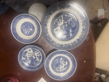 White And Blue Old Willow Plates And Bowls Of 16 Made In Japan