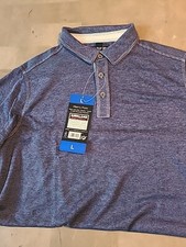 Kirkland Signature Men's Performance Short Sleeve Polo Shirt, Blue, Size L