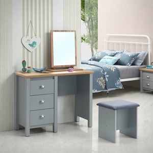 Eaton Single Pedestal Grey Oak Dressing Table Vanity Set Mirror Stool 5055651730191 Ebay