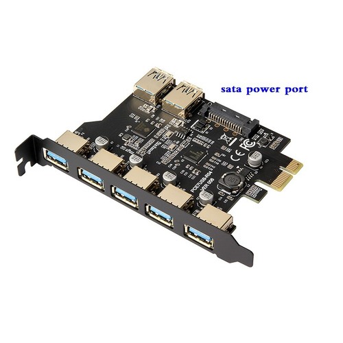 USB 3.0 PCI-E Expansion Card Adapter 7 Ports Hub Adapter External Controller - Picture 3 of 9