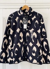 Marimekko X Uniqlo Women’s Black Ivory Geometric Print Fleece Jacket L Uk 14 New