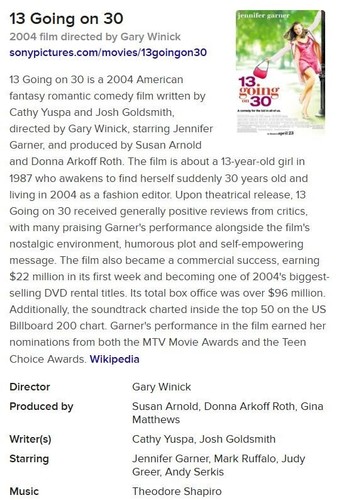 13 Going on 30 (DVD,2004,Widescreen) Jennifer Garner,Mark Ruffalo,Fantastic! - 第 8/15 張圖片