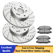 Front Drilled and Slotted Rotors Ceramic Brake Pads for 2013 - 2023 Honda Accord