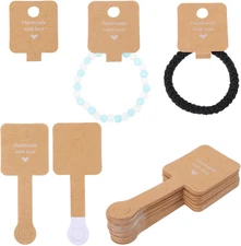 100Pcs Bracelet Display Cards Self Adhesive Necklace Display Cards, Earring Pape