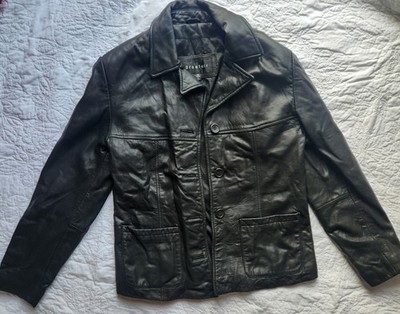 Braefair Womens Black Leather Jacket Blazer Style Size Medium