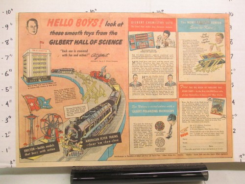newspaper ad premium comic 1944 Gilbert American Flyer train erector sets WWII
