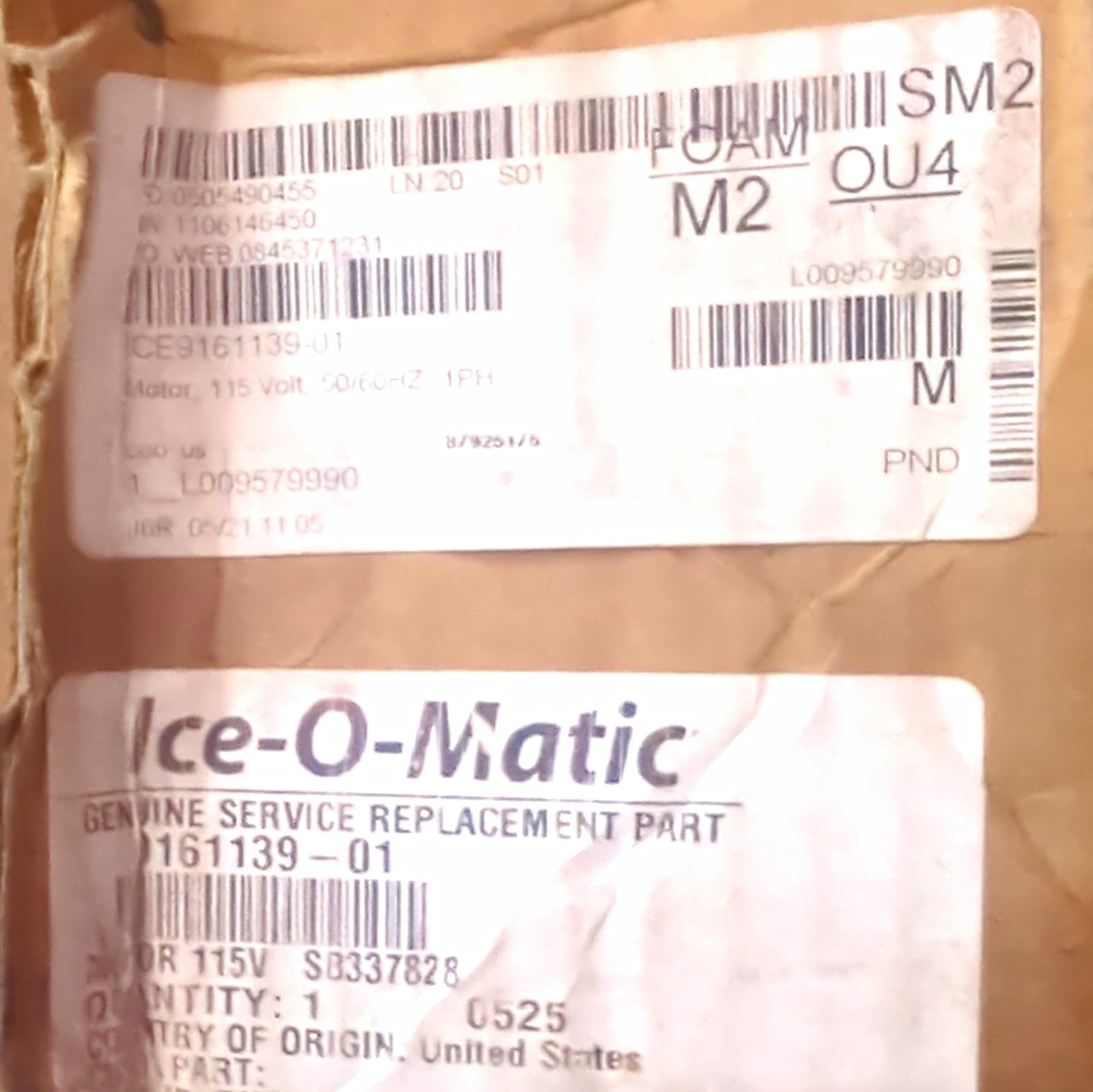 Ice-O-Matic 161139-01 Service Replacement Motor 115V 50/60Hz 1PH