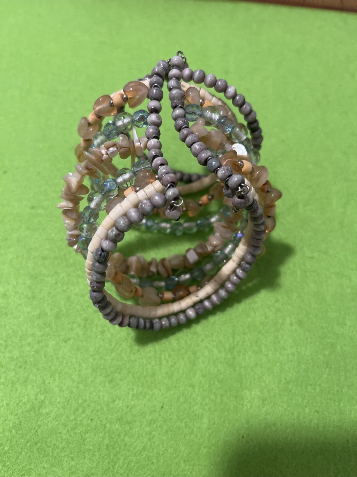 Boho style stretch bracelets featuring various st… - image 1