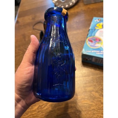 Vintage Liberty Milk Co Cobalt Blue Glass Bottle Buffalo NY Statue of Liberty