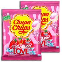 Chupa Chups Lutscher Strawberry Love Erdbeergeschmack 2Er Pack 2X10 StüCk 120G