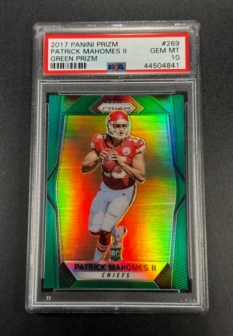 PATRICK MAHOMES 2017 PANINI PRIZM #269 GREEN PARALLEL ROOKIE RC PSA 10 GEM NFL