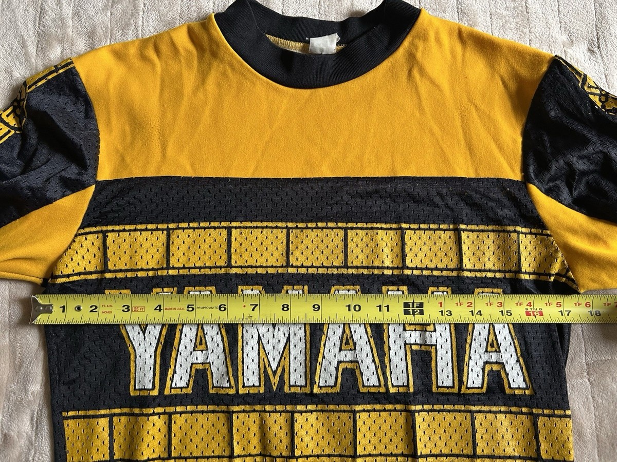 Vintage 70s Yamaha Mesh Motocross Racing Jersey Speed Block Yellow