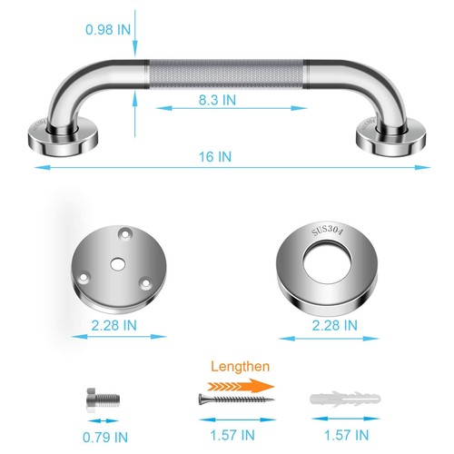 Grab Bars for Bathtubs and Showers 2 Pack 16 Inch- Safety Bathroom Handicap G... - Picture 6 of 6