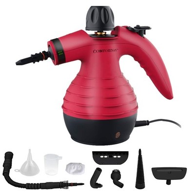 Comforday Handheld Pressurized Steam Cleaner - Multipurpose Steamer with 9-Pi...