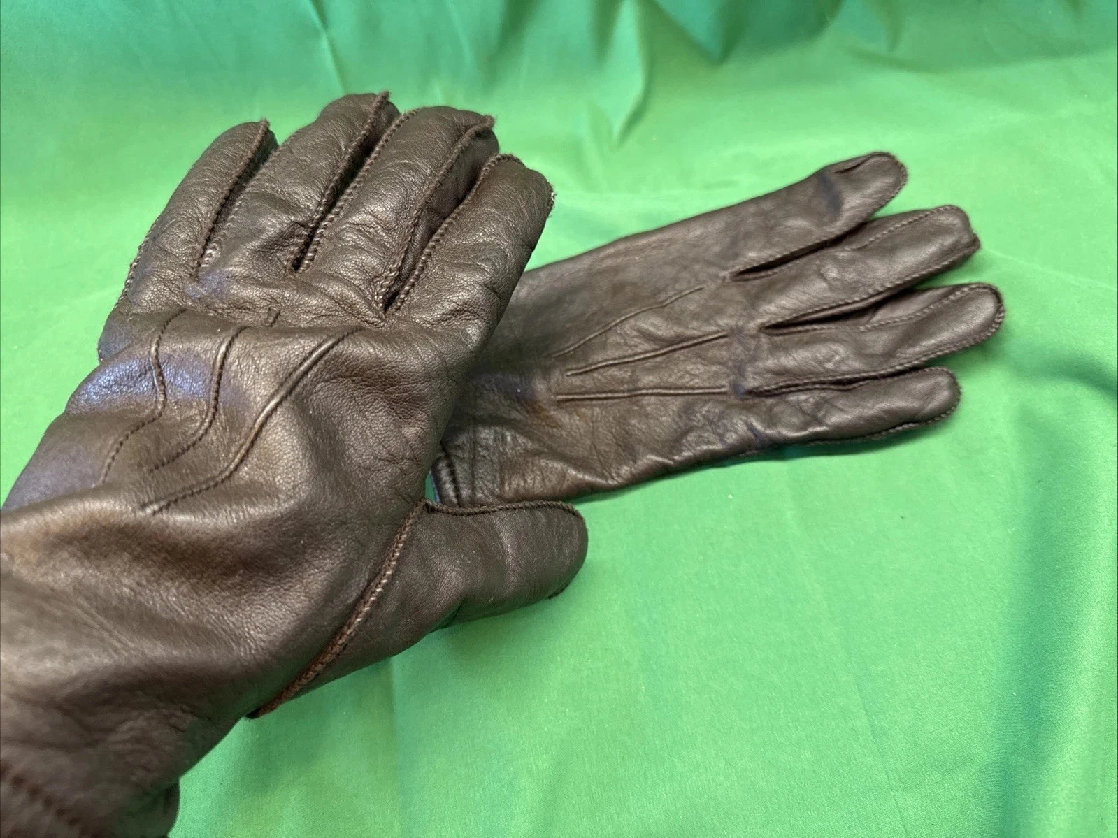 Vintage Fownes Brown Genuine Leather Gloves Womens Size L