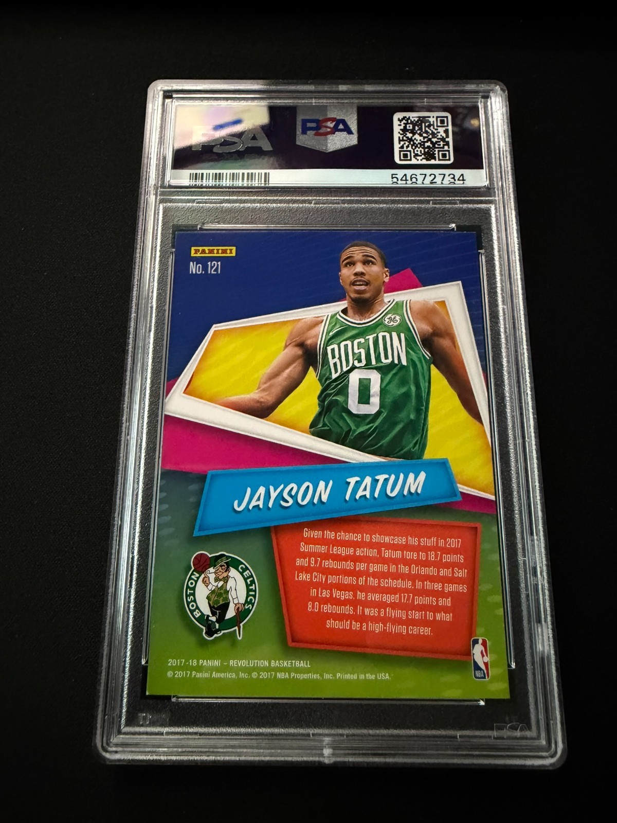 2017 Panini Revolution Jayson Tatum #121 RC Rookie PSA 9 MINT Boston Celtics view 2