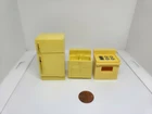 Vintage Fisher Price little people yellow kitchen set: Fridge, Oven, Sink